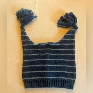 Arlin Blue Striped Knit Two Tassel Hat